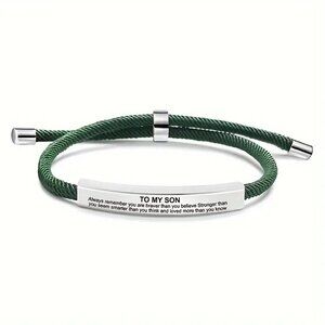Green Stainless Steel "to My Son" Bracelet